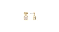 Bezel Cubic Zirconia Cushion Drop Earring