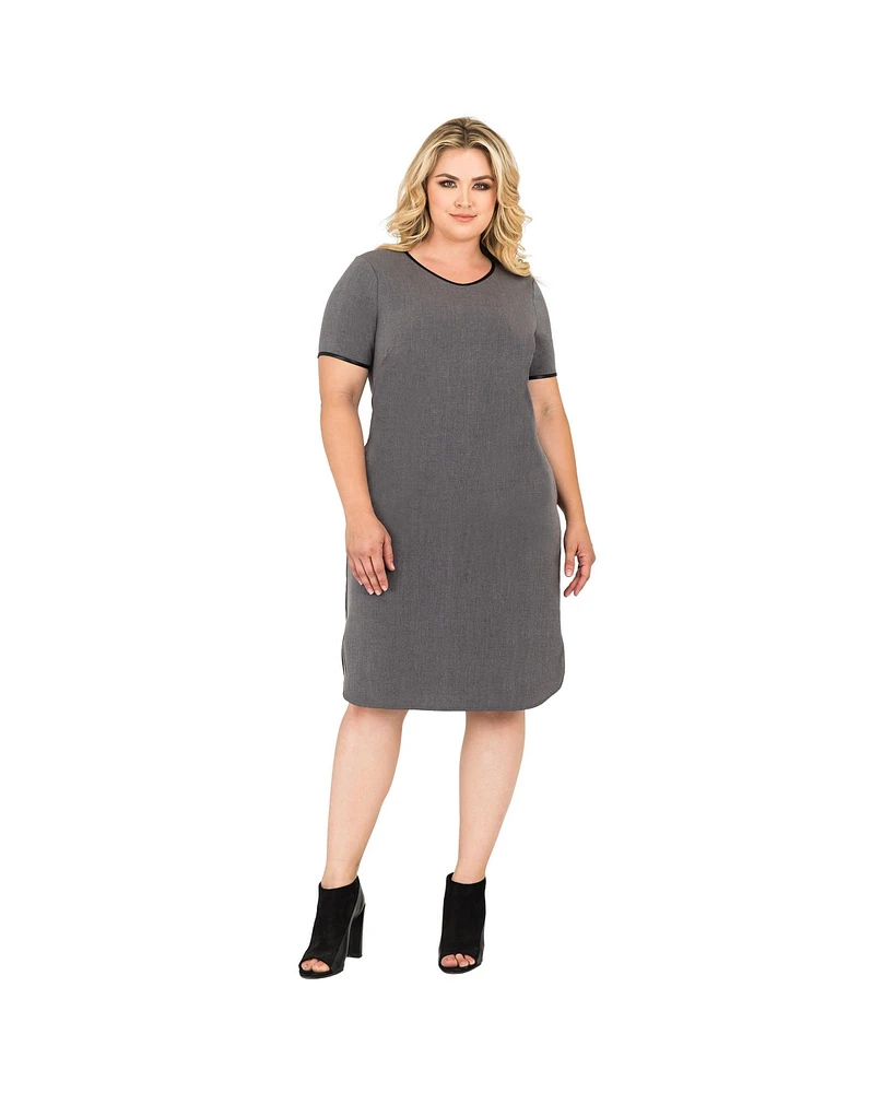 Standards & Practices Plus Apron Hem Suiting Knee Length Shift Dress