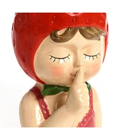 LuxenHome Lady Strawberries Ceramic 8.7-Inch Tall Sculpture Vase
