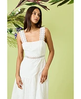 Donna Morgan Women's Eyelet-Embroidered Midi Dress