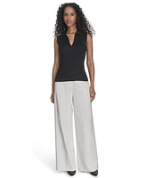 Calvin Klein Women's Collared Ribbed Knit Sleeveless Sweater
