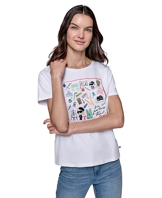 Karl Lagerfeld Paris Women's Art Motif Logo T-Shirt