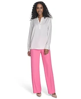 Calvin Klein Women's Split-Neck Long-Sleeve Shirt