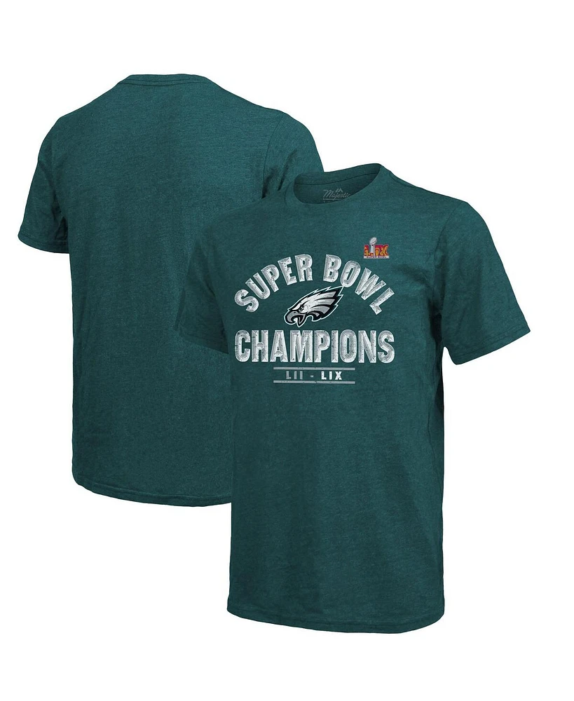 Majestic Threads Men's Midnight Green Philadelphia Eagles Super Bowl Lix Champions Tri-Blend T-Shirt