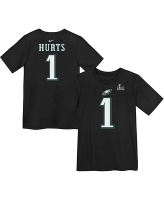 Nike Preschool Jalen Hurts Black Philadelphia Eagles Super Bowl Lix Name Number T-Shirt