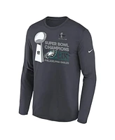 Nike Big Boys and Girls Anthracite Philadelphia Eagles Super Bowl Lix Champions Locker Room Trophy Collection Long Sleeve T-Shirt