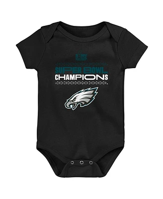 Outerstuff Newborn Black Philadelphia Eagles Super Bowl Lix Champions Stack Bodysuit