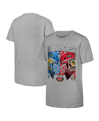 Outerstuff Big Boys and Girls Heather Gray Chicago Blackhawks vs. St. Louis Blues 2025 Nhl Winter Classic Matchup T-Shirt