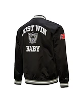 Mitchell & Ness Men's Black Oakland Raiders Double Down Satin Full-Snap Jacket