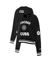 Pro Standard Women's Black Chicago Cubs Cultivated-Pearl Cropped Pullover Sweatshirt