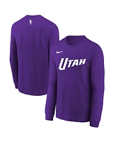 Nike Big Boys and Girls Purple Utah Jazz 2024/25 City Edition Wordmark Performance Long Sleeve T-Shirt