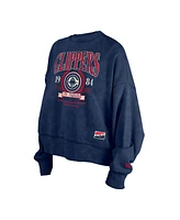 New Era Women's Navy La Clippers Hardwood Classics Enzyme Wash Oversized Boxy Pullover Sweatshirt