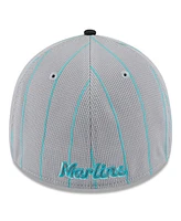 New Era Men's Gray/Black Miami Marlins 2025 Batting Practice 39THIRTY Flex Hat