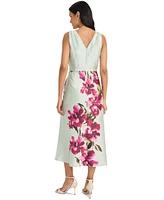 Maggy London Women's Floral Sleeveless V-Neck Midi Dress