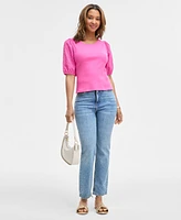 On 34th Women's Eyelet-Sleeve Rib-Knit Top, Exclusively at Macy's