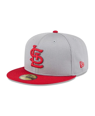 New Era Men's Gray/Red St. Louis Cardinals 2025 Batting Practice 59FIFTY Fitted Hat