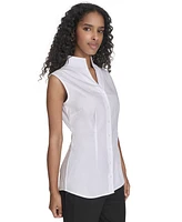 Calvin Klein Women's Sleeveless Button-Front Cotton Shirt