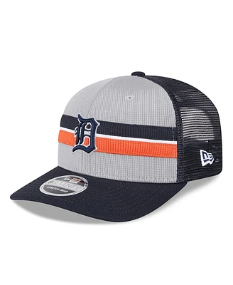 New Era Men's Gray/Navy Detroit Tigers 2025 Batting Practice 9SEVENTY Stretch-Snap Trucker Hat