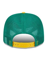 New Era Men's Green/Gold Athletics 2025 Batting Practice 9SEVENTY Stretch-Snap Trucker Hat