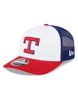 New Era Men's White/Red Texas Rangers 2025 Batting Practice 9SEVENTY Stretch-Snap Trucker Hat