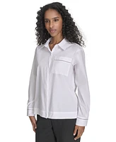 Calvin Klein Women's Collared Button-Front Cotton Shirt