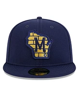 New Era Men's Navy Milwaukee Brewers 2025 Mlb Clubhouse 59FIFTY Fitted Hat