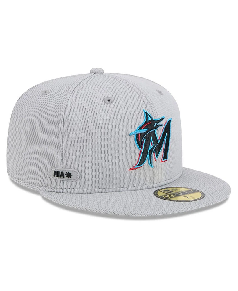 New Era Men's Gray Miami Marlins 2025 Mlb Clubhouse 59FIFTY Fitted Hat