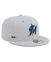 New Era Men's Gray Miami Marlins 2025 Mlb Clubhouse 59FIFTY Fitted Hat