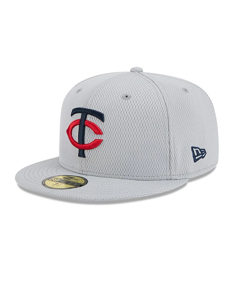 New Era Men's Gray Minnesota Twins 2025 Mlb Clubhouse 59FIFTY Fitted Hat