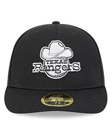 New Era Men's Black Texas Rangers 2025 Mlb Clubhouse Low Profile 59FIFTY Fitted Hat