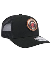 New Era Men's Black Miami Heat Victory Grove Circle Patch 9SEVENTY Adjustable Hat