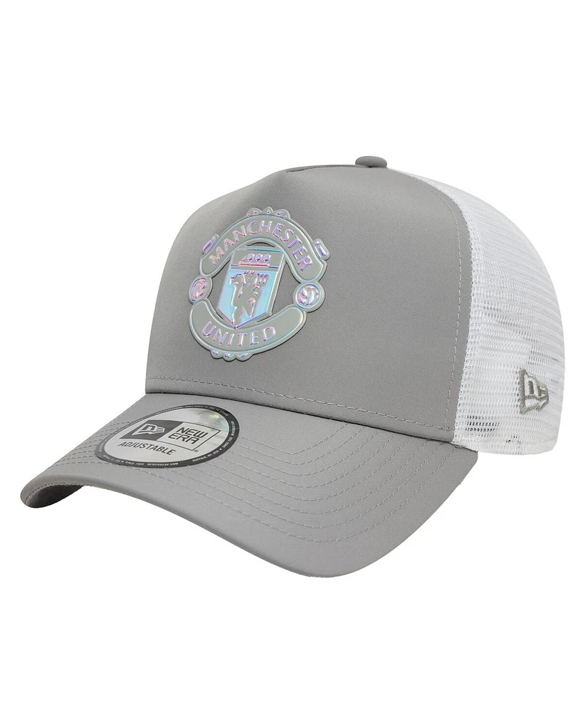 New Era Men's Gray Manchester United Iridescent Trucker Adjustable Hat