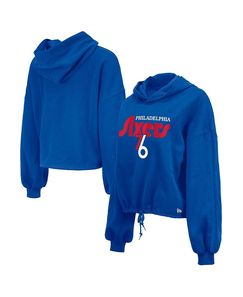 New Era Women's Royal Philadelphia 76ers 2024/25 City Edition Cropped Pullover Hoodie