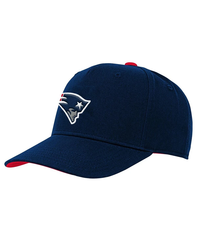 Outerstuff Big Boys and Girls Navy New England Patriots Team Pre-Curved Adjustable Hat