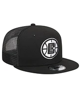 New Era Men's Black La Clippers 9FIFTY Snapback Trucker Hat