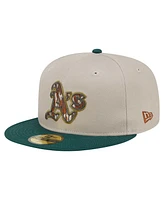 New Era Men's Natural/Hunter Green Oakland Athletics Lifestyle Tree Bark Fill 59FIFTY Fitted Hat