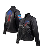 Pro Standard Women's Black Philadelphia Phillies Rhinestone Satin Full-Snap Jacket