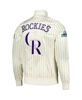 Pro Standard Men's Cream Colorado Rockies Cooperstown Collection Pinstripe Retro Classic Satin Full-Snap Jacket