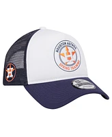 New Era Men's White/Navy Houston Astros Spring Training Circle Foam A-Frame 9FORTY Trucker Adjustable Hat