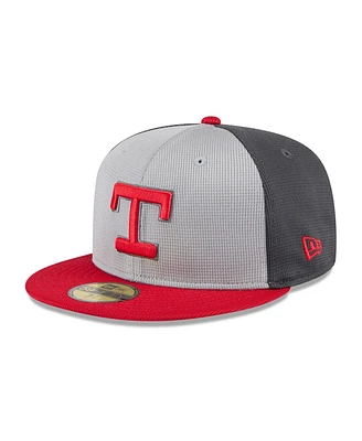 New Era Men's Gray/Red Texas Rangers 2025 Batting Practice 59FIFTY Fitted Hat