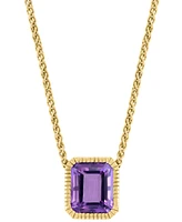 Effy Amethyst Emerald-Cut Pendant Necklace (5-3/8 ct. t.w.) in 14k Gold-Plated Sterling Silver, 17" + 1" extender