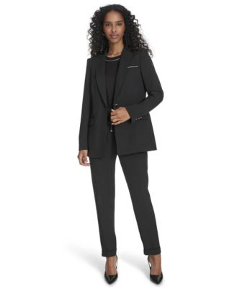 Calvin Klein Womens One Button Blazer Drawstring Waist Pants