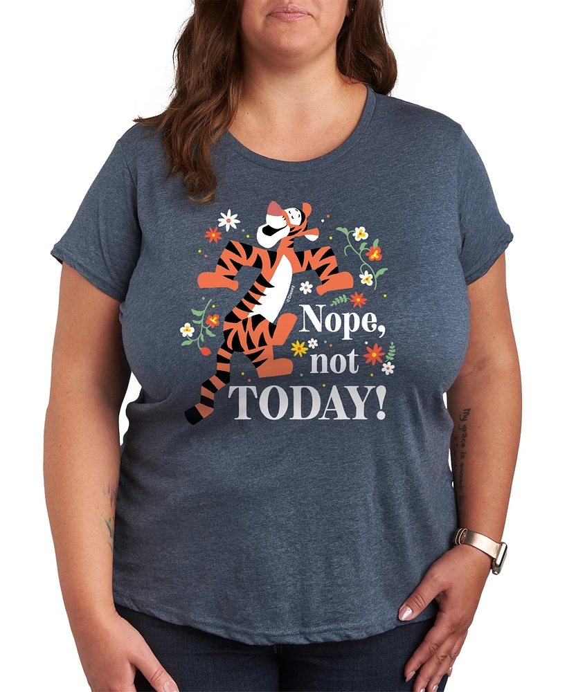 Hybrid Apparel Trendy Plus Winnie The Pooh Nope Not Today Graphic Crew Neck T-Shirt