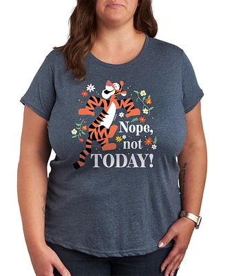 Hybrid Apparel Trendy Plus Winnie The Pooh Nope Not Today Graphic Crew Neck T-Shirt