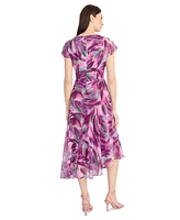 Maggy London Women's Printed Asymmetrical Midi Dress