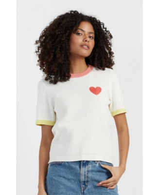 Chinti and Parker Women's & Cotton Heart Breton Crochet T-Shirt