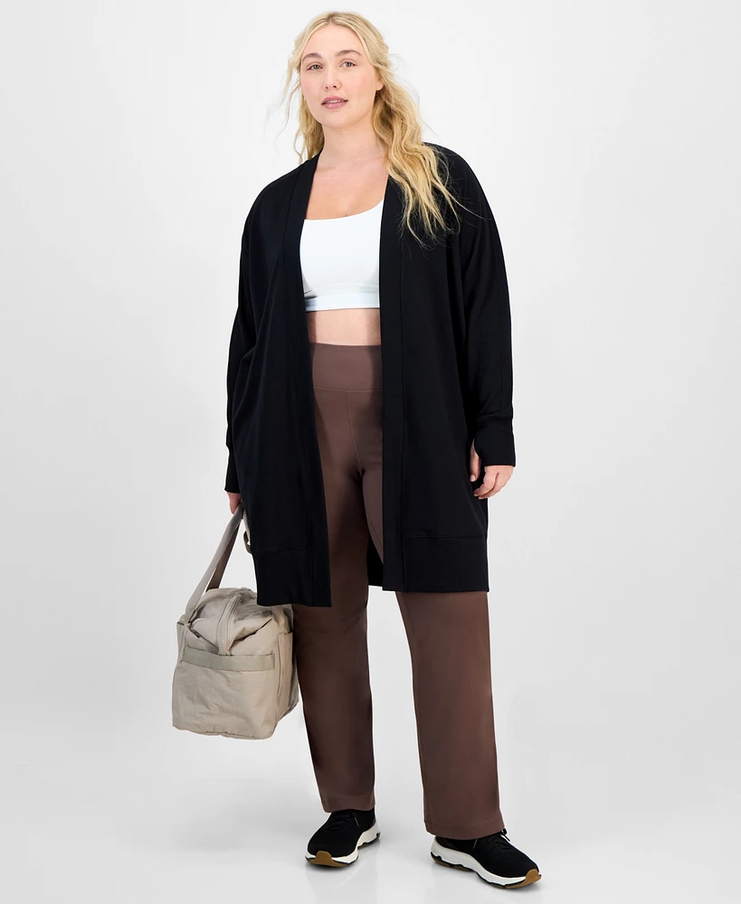 Id Ideology Plus Open-Front Long-Line Cardigan, Exclusively at Macy's