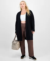 Id Ideology Plus Open-Front Long-Line Cardigan, Exclusively at Macy's