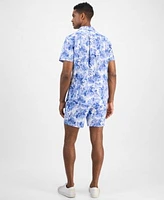 Paisley Gray Mens Indigo White Paisley Swim Shirt 6 Swim Trunks