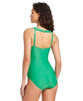 Beyond Control Women's High-Neck Grommet-Detail Swimsuit